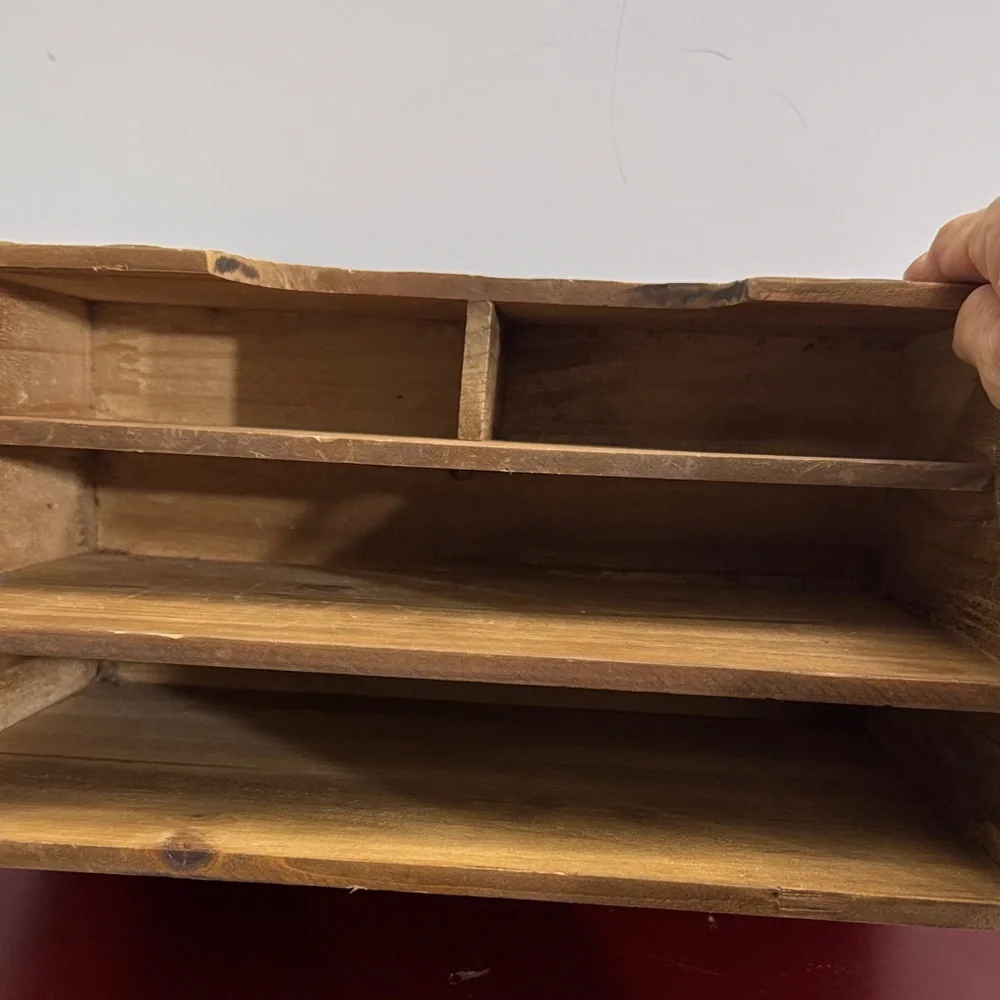 Rustic Wooden Organizer with Chevron Pattern